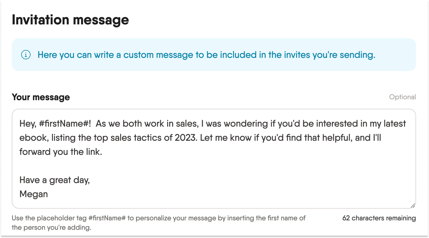 linkedin message for connecting